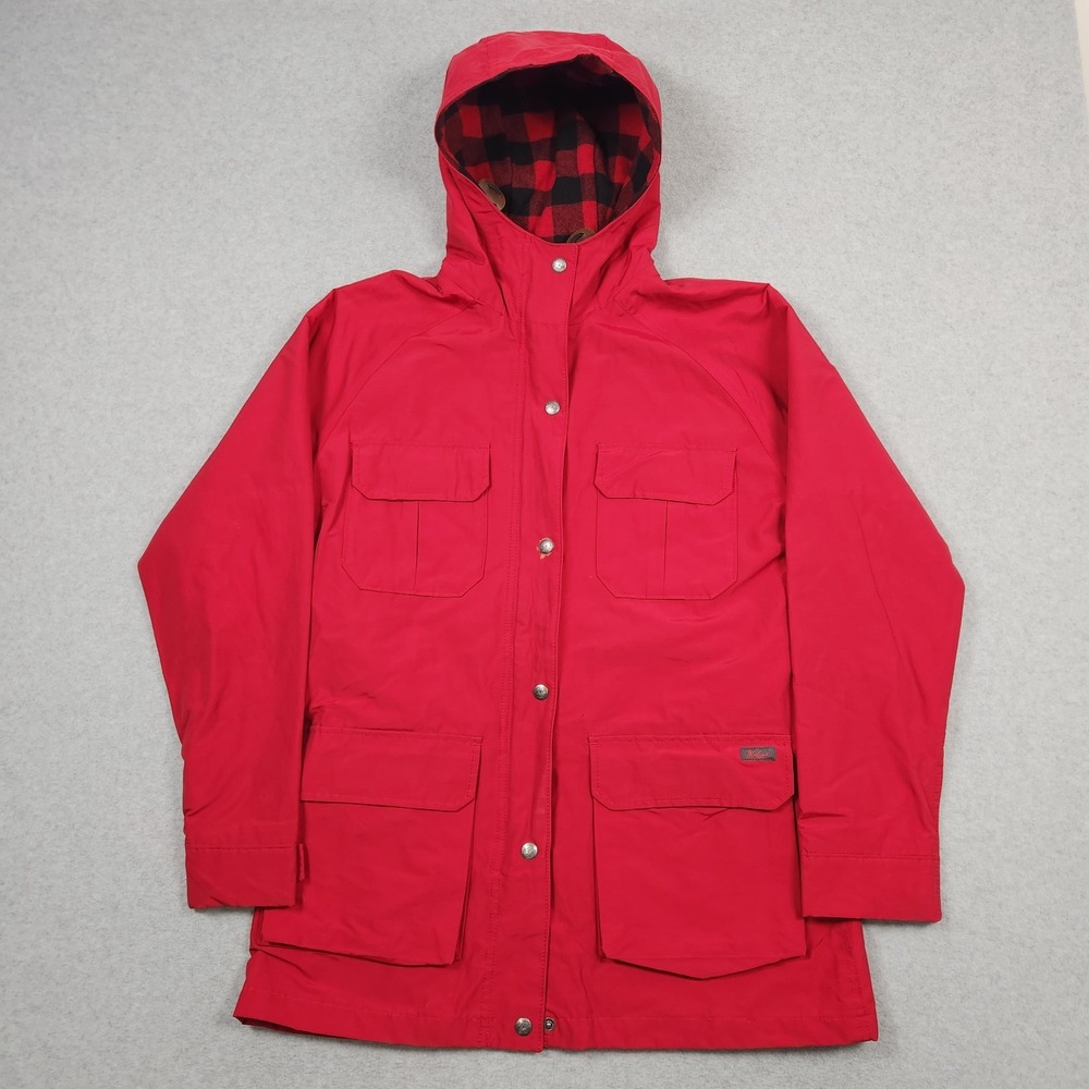 Woolrich Jacket Women Medium Red Mountain Parka Field Chore Barn Coat Wool Lined